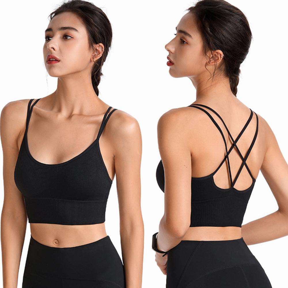 Sport Bras Cross Back Padded Cross Cropped Bras for Yoga Fitness